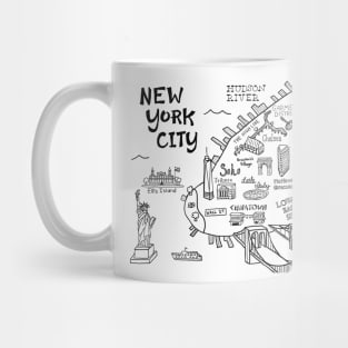 New York City Illustrated Map Mug